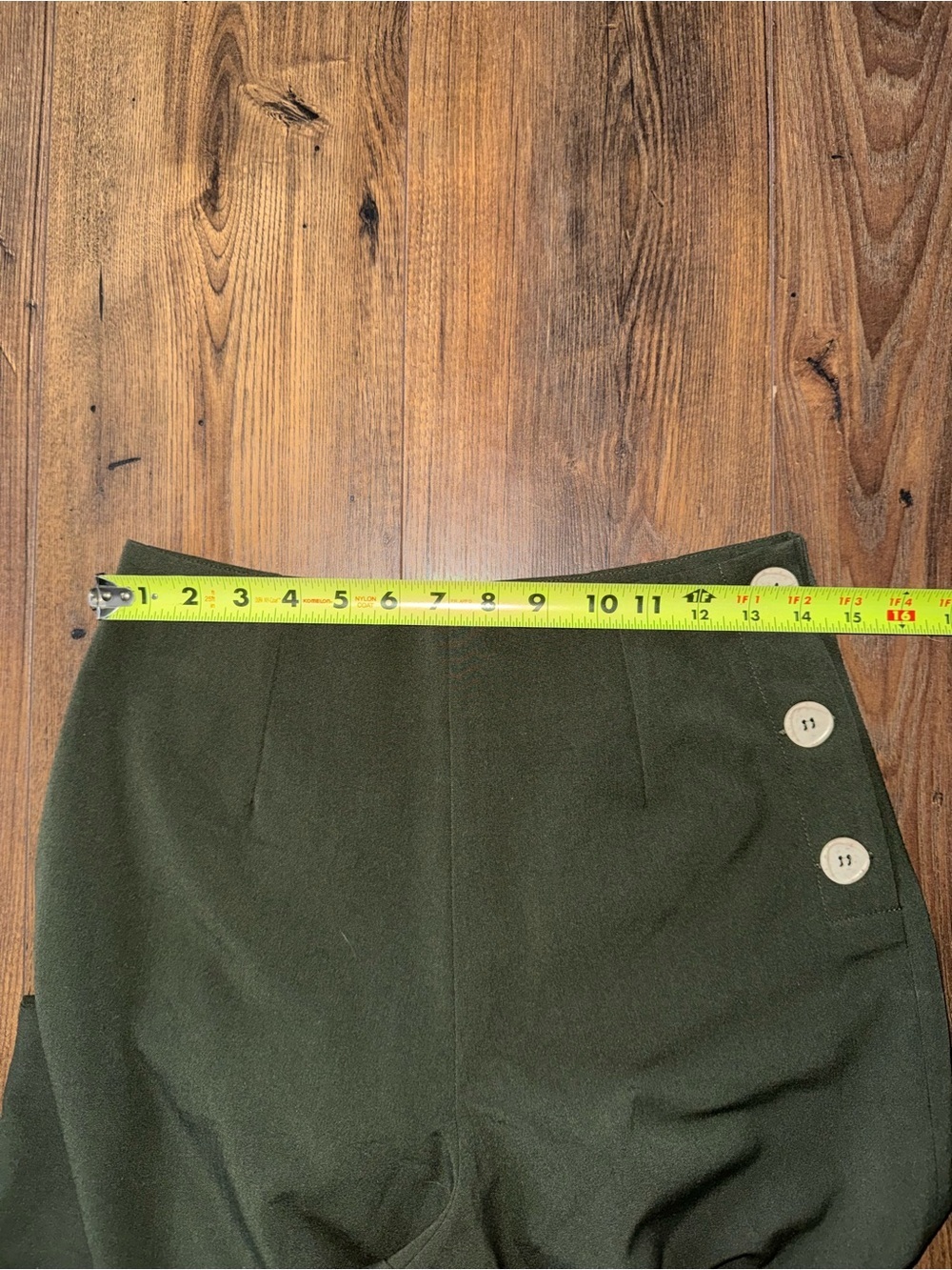 Pretty Retro Women’s Olive Green Sailor Wide Leg Pants Size UK 10 High Waisted - Picture 7 of 8